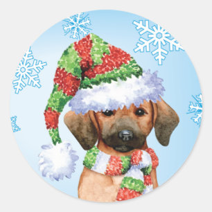 Happy Howlidays Redbone Ronde Sticker