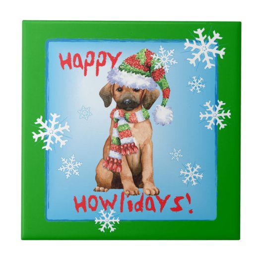 Happy Howlidays Redbone Tegeltje (Voorkant)
