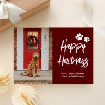 Happy Howlidays Rode Kalligrafie Huisdier Foto Feestdagenkaart<br><div class="desc">Fijne feestdagen Rode Gouden Kalligrafie Huisdier Foto Vakantie Kaart. Stuur aanpasbare en gepersonaliseerde vakantiegroeten naar vrienden,  collega's en familie in eenvoudige,  chique,  elegante en moderne fotodesign feestelijke,  natuurlijke minimalistische stijlkaarten! Onder de kalligrafie staat uw aangepaste groetboodschap in moderne typografie.</div>