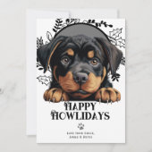 Happy Howlidays Rottweiler Dog Kerstmis Feestdagenkaart (Voorkant)