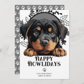 Happy Howlidays Rottweiler Dog Kerstmis Feestdagenkaart (Voorkant / Achterkant)