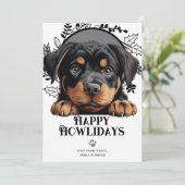 Happy Howlidays Rottweiler Dog Kerstmis Feestdagenkaart (Staand voorkant)