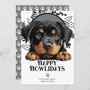 Happy Howlidays Rottweiler Dog Kerstmis Feestdagenkaart