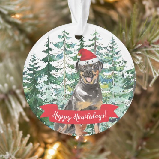 Happy Howlidays Rottweiler Dog Kerstmis Ornament (Boom)