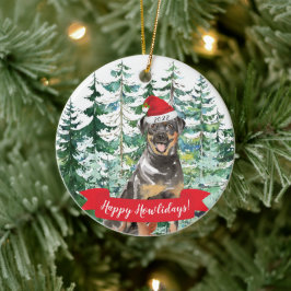 Happy Howlidays Rottweiler Dog kerstversiering Keramisch Ornament