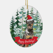 Happy Howlidays Rottweiler Dog kerstversiering Keramisch Ornament (Rechts)
