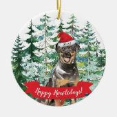 Happy Howlidays Rottweiler Dog kerstversiering Keramisch Ornament (Voorkant)
