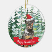 Happy Howlidays Rottweiler Dog kerstversiering Keramisch Ornament (Links)