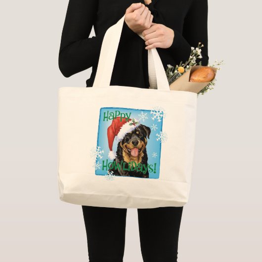 Happy Howlidays Rottweiler Grote Tote Bag (Voorkant (product))