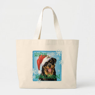 Happy Howlidays Rottweiler Grote Tote Bag