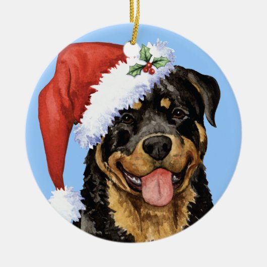 Happy Howlidays Rottweiler Keramisch Ornament (Voorkant)