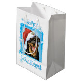 Happy Howlidays Rottweiler Medium Cadeauzakje (Achterkant Gekanteld)