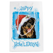 Happy Howlidays Rottweiler Medium Cadeauzakje (Voorkant)
