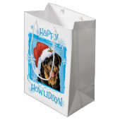 Happy Howlidays Rottweiler Medium Cadeauzakje (Voorkant Gekanteld)