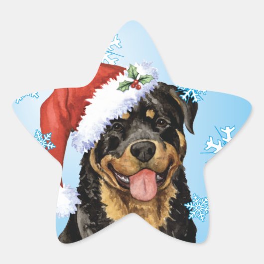 Happy Howlidays Rottweiler Ster Sticker (Voorkant)