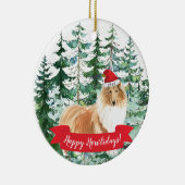 Happy Howlidays Rough Collie Dog Kerstmense Keramisch Ornament (Rechts)