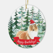 Happy Howlidays Rough Collie Dog Kerstmense Keramisch Ornament (Links)