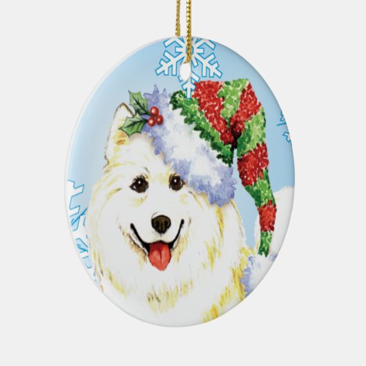 Happy Howlidays Samoyed Keramisch Ornament (Rechts)
