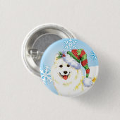 Happy Howlidays Samoyed Ronde Button 3,2 Cm (Voorkant /achterkant)