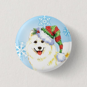 Happy Howlidays Samoyed Ronde Button 3,2 Cm