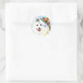 Happy Howlidays Samoyed Ronde Sticker (Tas)