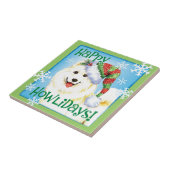 Happy Howlidays Samoyed Tegeltje (Zijkant)