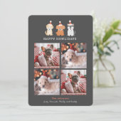 Happy Howlidays Santa Puppies Cream 4 Foto's Grey Feestdagenkaart (Staand voorkant)