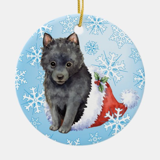 Happy Howlidays Schipperke Keramisch Ornament (Voorkant)