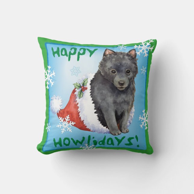 Happy Howlidays Schipperke Kussen (Voorkant)