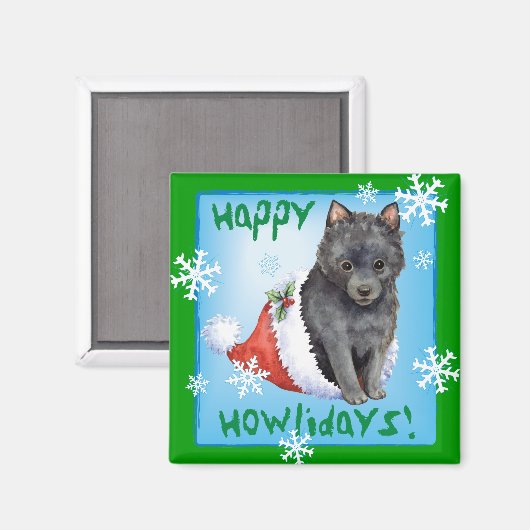 Happy Howlidays Schipperke Magneet (Voorkant / Achterkant)