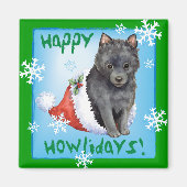 Happy Howlidays Schipperke Magneet (Voorkant)