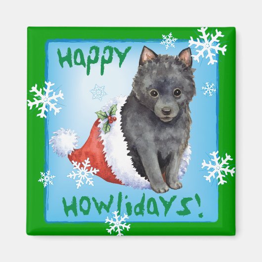 Happy Howlidays Schipperke Magneet (Voorkant)