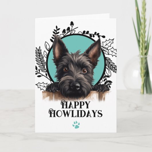 Happy Howlidays Scottish Terrier Dog Kerstmis Feestdagen Kaart (Voorkant)