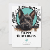Happy Howlidays Scottish Terrier Dog Kerstmis Feestdagenkaart (Voorkant)