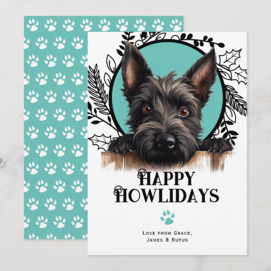 Happy Howlidays Scottish Terrier Dog Kerstmis Feestdagenkaart (Voorkant / Achterkant)