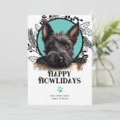Happy Howlidays Scottish Terrier Dog Kerstmis Feestdagenkaart (Staand voorkant)