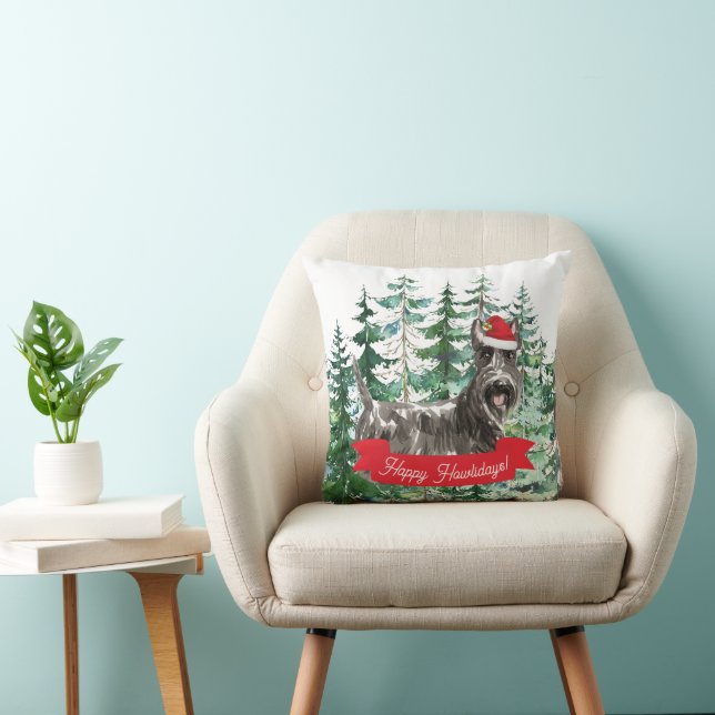 Happy Howlidays Scottish Terrier Dog Kerstmis Kussen (Stoel)