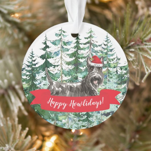 Happy Howlidays Scottish Terrier Dog Kerstmis Ornament (Boom)