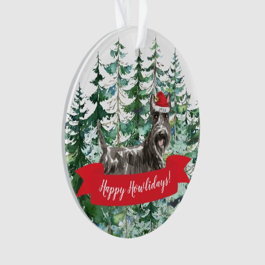 Happy Howlidays Scottish Terrier Dog Kerstmis Ornament (voorkant)