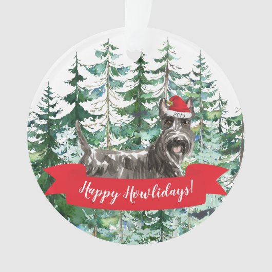 Happy Howlidays Scottish Terrier Dog Kerstmis Ornament (voorkant)