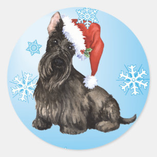 Happy Howlidays Scottish Terrier Ronde Sticker
