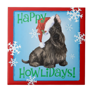 Happy Howlidays Scottish Terrier Tegeltje
