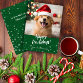 Happy Howlidays Script Green Dog Foto Feestdagenkaart