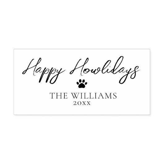 Happy Howlidays Script Personalized Christmas Zelfinktende Stempel (Design)