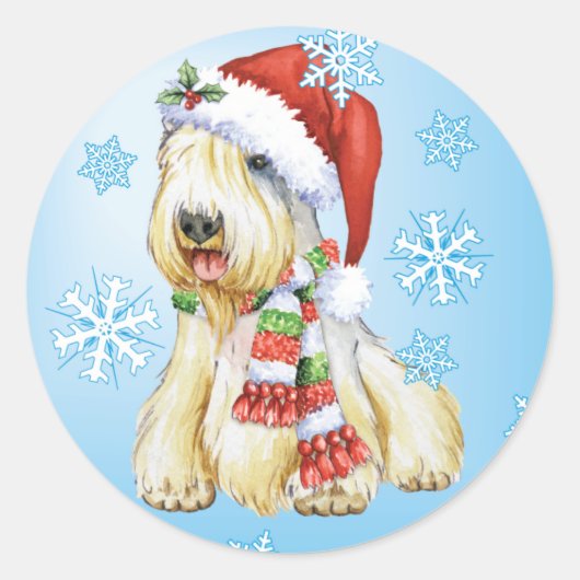Happy Howlidays Sealyham Terrier Ronde Sticker (Voorkant)