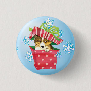 Happy Howlidays Sheltie Ronde Button 3,2 Cm