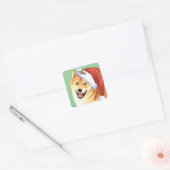 Happy Howlidays Shiba Inu Vierkante Sticker (Envelop)
