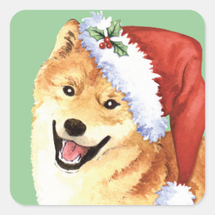 Happy Howlidays Shiba Inu Vierkante Sticker