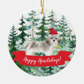 Happy Howlidays Shih tzu Dog kerstversiering Keramisch Ornament (Voorkant)