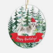 Happy Howlidays Shih tzu Dog kerstversiering Keramisch Ornament (Links)